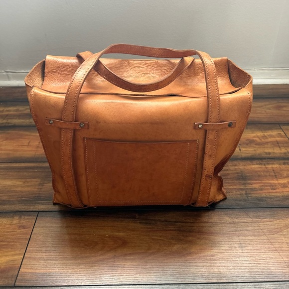 Vachetta Leather Unique Hand Made Doctor's Bag Vintage Artisan Open Flap Tote - Picture 2 of 11